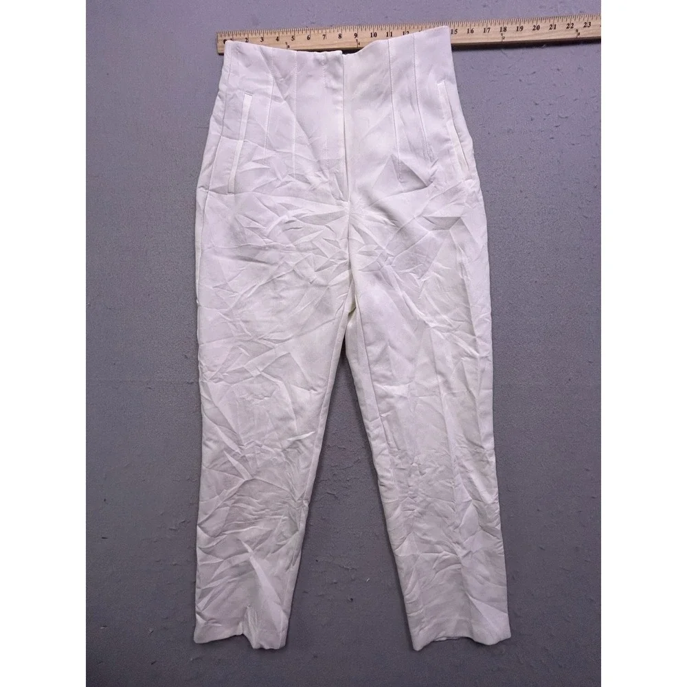 ZARA Trousers Polyester Viscose White Size M Womens